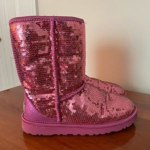Womens UGG Classic Short Pink Sequin Boots